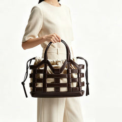 Creative Hollowed-out Niche Large-capacity Drawstring Patchwork Tote Bag