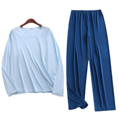 Ensemble de pyjama pour hommes printemps-été, ultra-fin, à manches longues et pantalon court