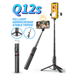 Mobile Phone Live Streaming Extension Pole Bluetooth Aluminum Alloy Desktop LED Fill Light Tripod Selfie Stick