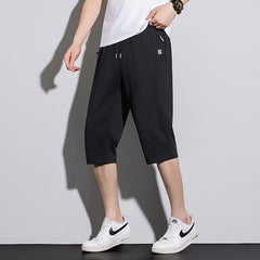 Nouveau pantalon court décontracté pour homme en soie glacée, collection été