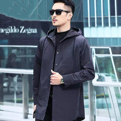 Mens Casual Mid-length Trench Coat