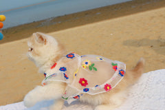 Robe pour chat avec broderie florale en maille