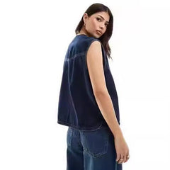 Chaleco vaquero de mujer sin mangas, de moda y con cordón