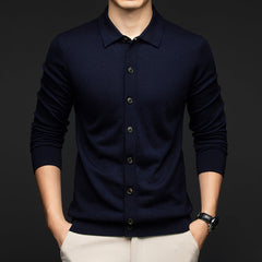 Mens Casual Commuter-style Solid-color Wool Sweater