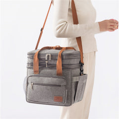 Double-layer High-capacity Lunch Bag With Thermal Insulation For Picnics