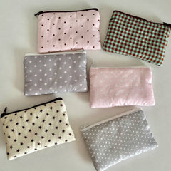 Polka-Dot And Star Quilted Zippered Storage Bag