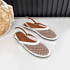 Mesh Hollowed-out Closed-toe Flat Sandals For Women