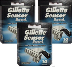 30 Count Gillette Sensor Excel Razor Blade Refill Cartridges