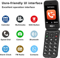 4G Flip Phone Unlocked for Seniors,Basic Flip Phone,Cell Phone for Seniors,2.8" +1.5 ''Screen,SOS Button,Speed Dial,Big Buttons,Bluetooth,Camera,FM Radio,1400mAh Battery.(Matte Black)