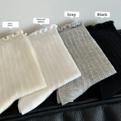 Chaussettes-oreilles en bois à grain foncé-blanches-1 paire