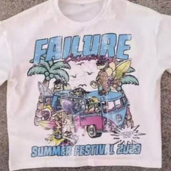 T-shirt à imprimé de lettres de voiture pour homme et femme