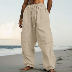 Pantalon de plage à jambes droites, de couleur unie, confortable et adapté au quotidien et au streetwear