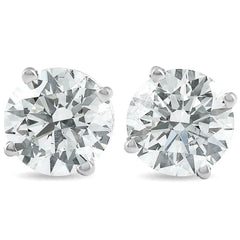 2Ct TW Round Lab Grown Diamond Studs 14K White Gold with Screw Backs