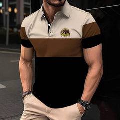 Chemise décontractée homme imprimée à boutons, avec col à revers
