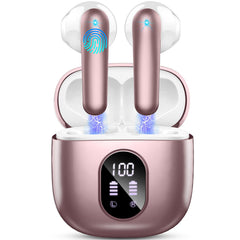 Wireless Earbud Bluetooth 5.3 Headphones 50H Playtime Stereo Bass Ear Buds in-Ear Earphones with 4 ENC Mic LED Display Noise Cancelling Earbud Bluetooth Earbud IP7 Waterproof Sport for Android iOS
