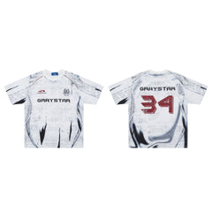 T-shirt noir et blanc imprimé à manches courtes et col rond