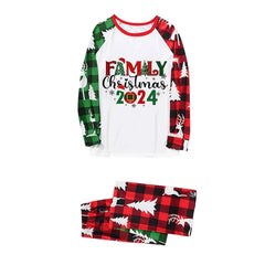 Conjunto navideño de ropa de casa a juego para padres e hijos, con estampado de cuadros y costuras