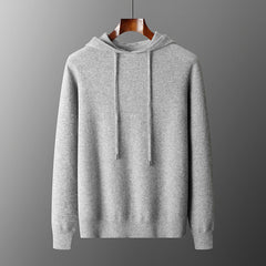Men's Solid Color Casual Hooded Knitted Sweatshirt Long Pants Set