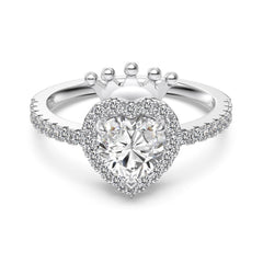 S925 Sterling Silver Crown And Heart Ring For Women