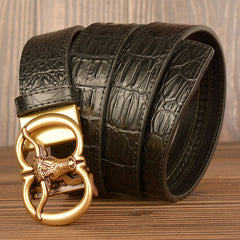 Ceinture rétro pour homme à boucle automatique en forme de tête de bœuf