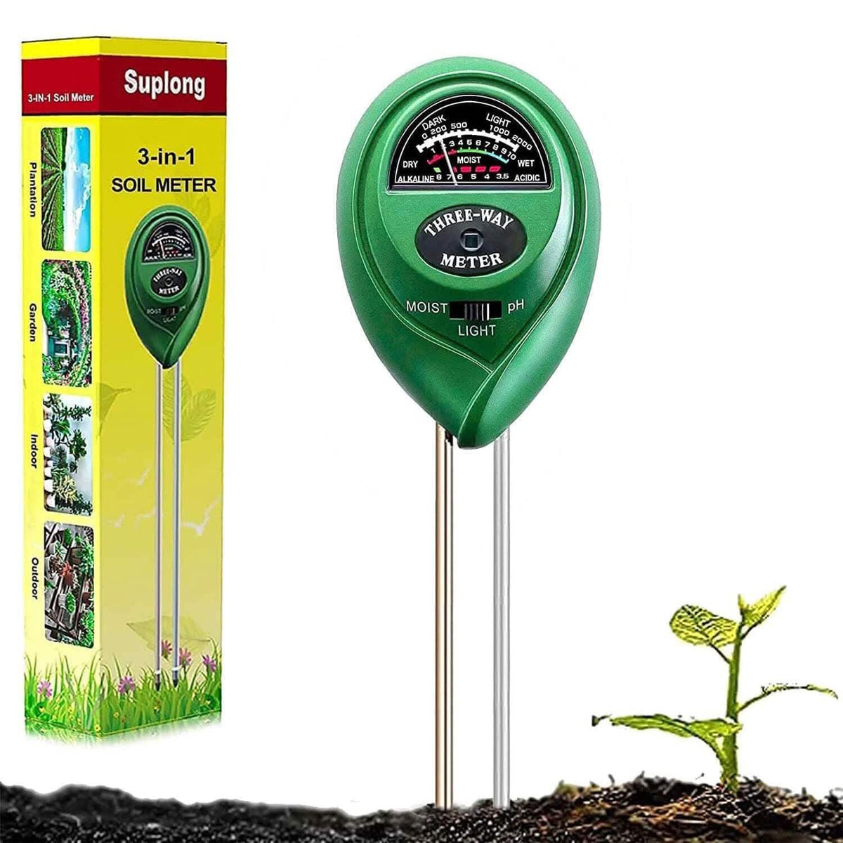 3-in-1 Soil Moisture Meter Probe Tester pH/Light for Plants