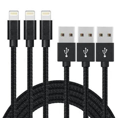 3-Pack: 10 Foot Braided Lightning Cables