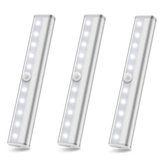 3-Pack: 10-LED Motion Sensor Stick on Light Bars