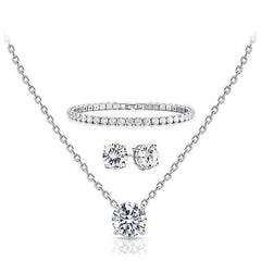 3-Pack: Round Cut Pendant With Round Cut Bracelet And Studs Set