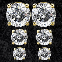 3-Pairs: Elements of Love Crystal Stud Earrings
