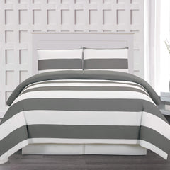 3-Piece: Cabana Stripe Reversible Hypoallergenic Duvet Set