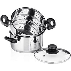 3-Piece Set: Chef's Star Stainless Steel Cookware 2 Quart Steamer Basket Set