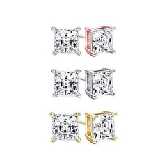 3-Piece Set: Princess Cut Swarovski Elements Crystal Studs