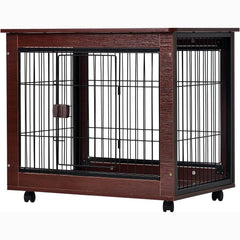 31-Inch Furniture Style Pet Dog Crate Cage with Wooden Structure