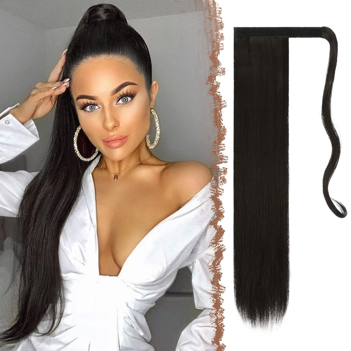 Extensión de cabello humano 100% VIP, cola de caballo sedosa de 24" (100 gramos)