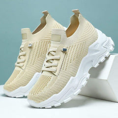 Women's Summer Flying Woven Lace Up Running Shoes