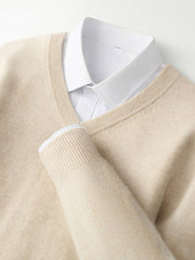 V-neck Cashmere Sweater Loose Fit Extra Thick
