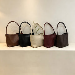 Vintage Woven-pattern Bucket Bag For Women With A Luxurious Feel