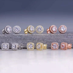 3.44 CTTW Halo Stud Earrings with Swarovski Elements