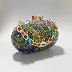 Womens Oval Pearlescent Fashion Shoulder Bag
