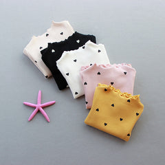 T-shirt à manches longues avec motif cœur, sous-pull pour enfant