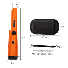 360° Pinpointer Metal Detector with LED, Vibration & Holster (Orange)