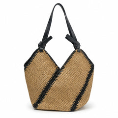 Striped Straw Versatile Handmade Woven Bag Large-capacity Shoulder Tote