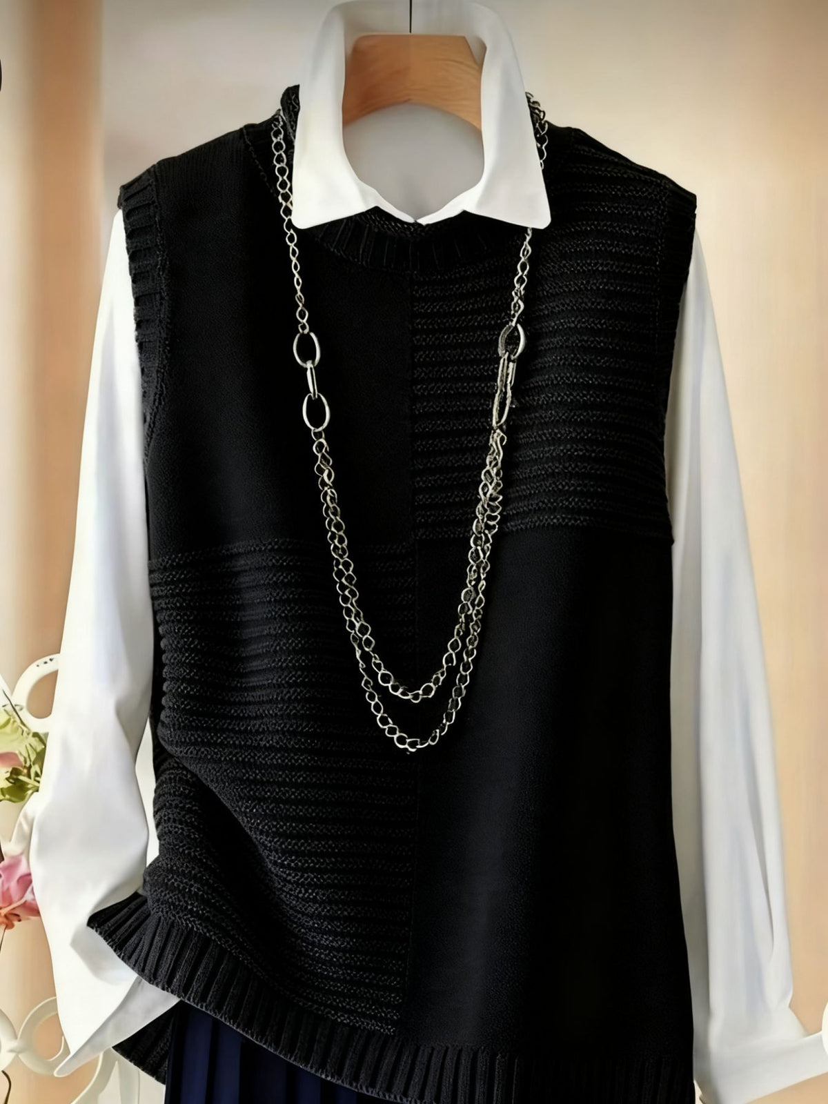 Top de chaleco de punto elegante y sin mangas para mujer