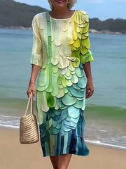 Vestido informal de vacaciones con estampado artístico floral