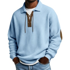 Mens Fashion Solid-Color Long-Sleeve Loose-Fit Sweatshirt