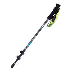 Bâton de trekking pliable télescopique en fibre de carbone, trois sections, verrouillage extérieur