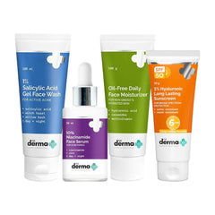 The Derma Co I-Beauty CSMS (nettoyant, sérum, hydratant, écran solaire) pour peaux à tendance acnéique - coffret