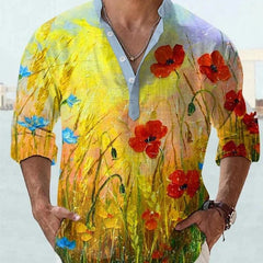Camisa polo para hombre de manga larga con estampado digital 3D