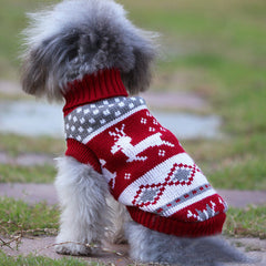 Pull tricoté à col roulé de Noël pour chiens