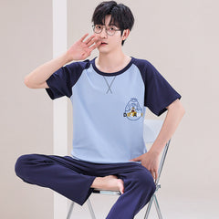 Pyjama d'été pour homme à manches courtes et pantalon